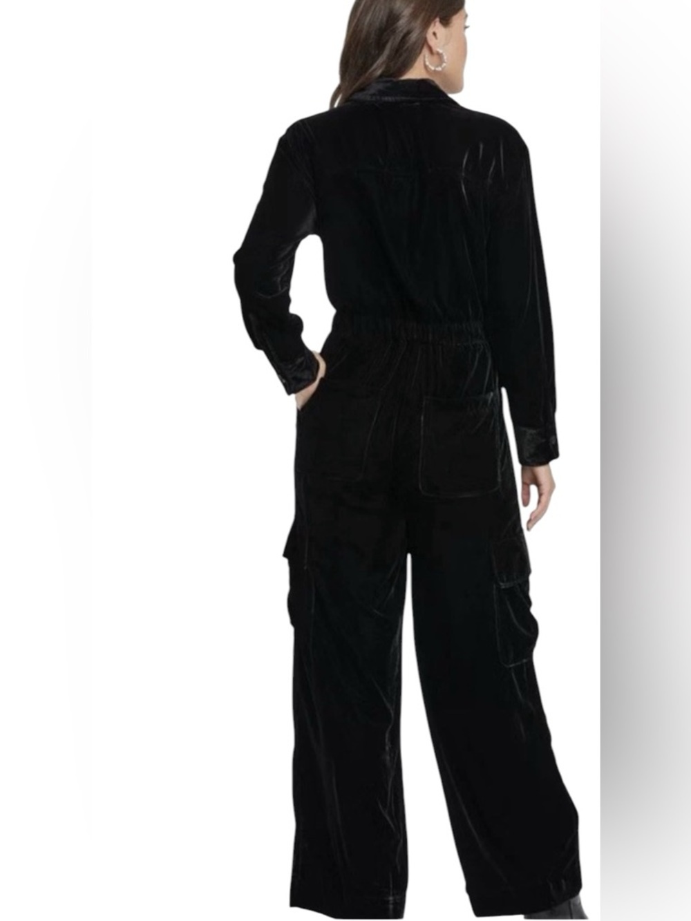 Universal Thread velvet Black Long Sleeve Jumpsuit size 18 - Picture 3 of 13